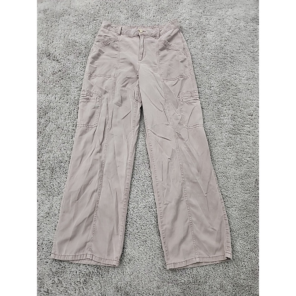 Maurices Cargo Pants Womens 10 Dusty Mauve HighRise Wide StraightLeg Utility Y2k